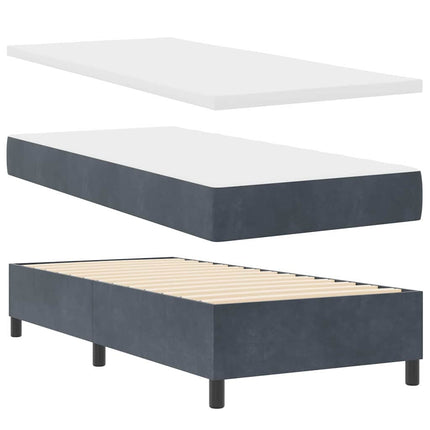 LED Box Spring Bed med hovedgærde Mørkegrå 90 x 200 cm Fløjl