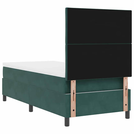 LED Box Spring Bed med hovedgærde Mørkegrøn 100 x 200 cm Fløjl
