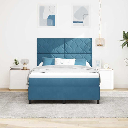 LED Box Spring Bed med hovedgærde Mørk blå 140 x 190 cm Fløjl