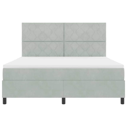 LED Box Spring Bed med hovedgærde Lysegrå 180 x 200 cm Fløjl