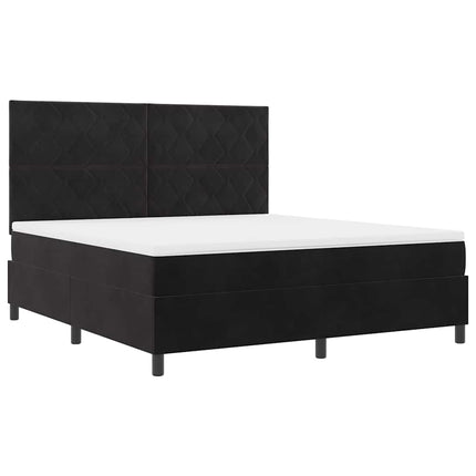 LED Box Spring Bed med hovedgærde Sort 180 x 200 cm Fløjl