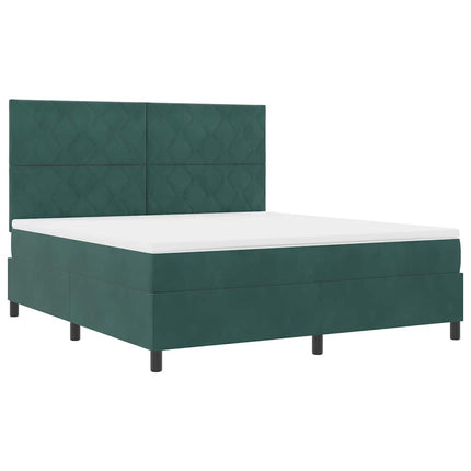 LED Box Spring Bed med hovedgærde Mørkegrøn 180 x 200 cm Fløjl