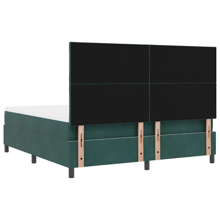 LED Box Spring Bed med hovedgærde Mørkegrøn 180 x 200 cm Fløjl