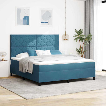 LED Box Spring Bed med hovedgærde Mørk blå 180 x 200 cm Fløjl