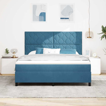 LED Box Spring Bed med hovedgærde Mørk blå 180 x 200 cm Fløjl