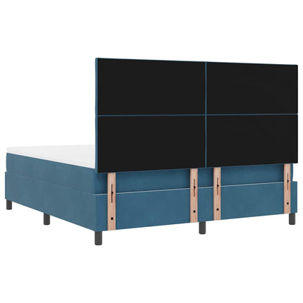 LED Box Spring Bed med hovedgærde Mørk blå 180 x 200 cm Fløjl