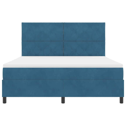 LED Box Spring Bed med hovedgærde Mørk blå 180 x 200 cm Fløjl
