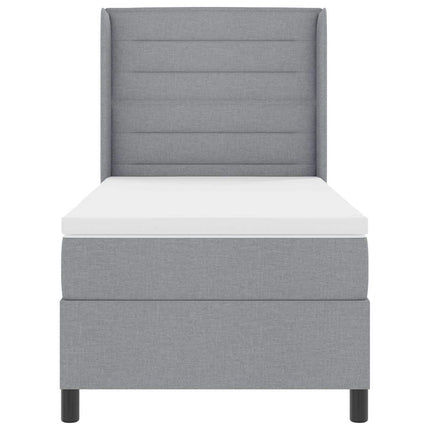 LED Box Spring Bed med madras Lysegrå 80 x 200 cm Stof