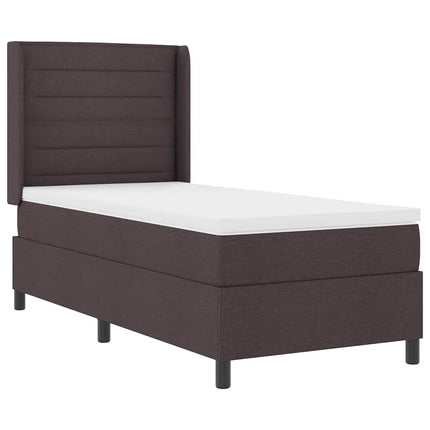 LED Box Spring Bed med madras Mørk Brun 80 x 200 cm Stof