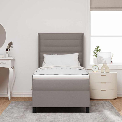 LED Box Spring Bed med hovedgærde Gråbrun 90 x 200 cm Stof