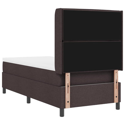LED Box Spring Bed med madras Mørk Brun 100 x 200 cm Stof