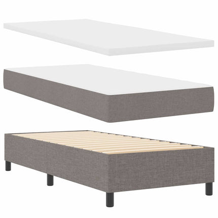 LED Box Spring Bed med hovedgærde Gråbrun 100 x 200 cm Stof