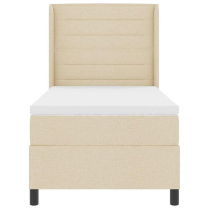 LED Box Spring Bed med madras Creme 100 x 200 cm Stof