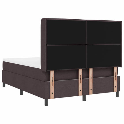 LED Box Spring Bed med madras Mørk Brun 140 x 200 cm Stof