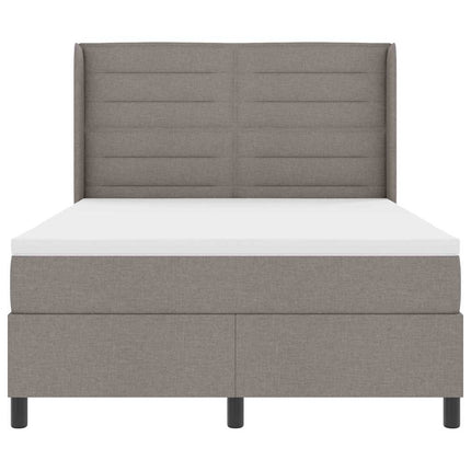 LED Box Spring Bed med hovedgærde Gråbrun 140 x 200 cm Stof