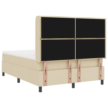 LED Box Spring Bed med madras Creme 140 x 200 cm Stof