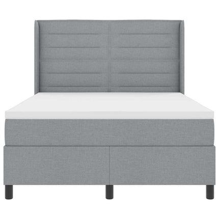 LED Box Spring Bed med madras Lysegrå 160 x 200 cm Stof