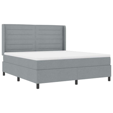 LED Box Spring Bed med madras Lysegrå 180 x 200 cm Stof