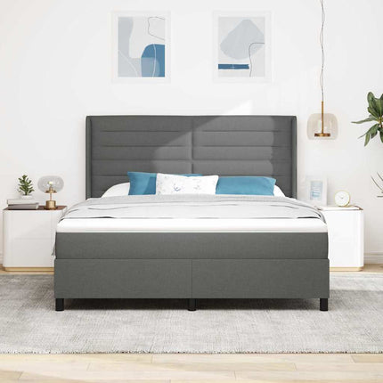LED Box Spring Bed med madras Mørkegrå 180 x 200 cm Stof