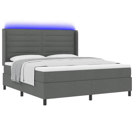LED Box Spring Bed med madras Mørkegrå 180 x 200 cm Stof