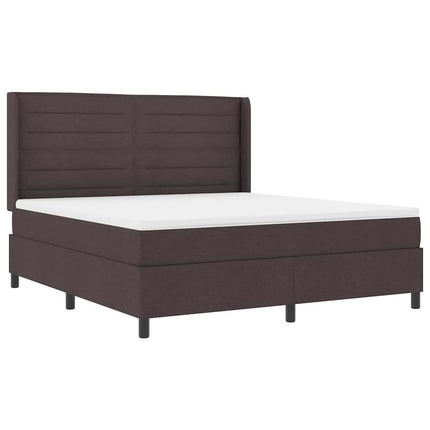 LED Box Spring Bed med hovedgærde Mørk Brun 180 x 200 cm Stof