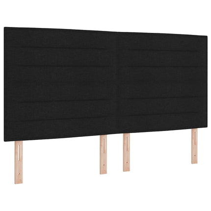LED Box Spring Bed med madras Sort 200 x 200 cm Stof