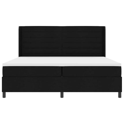 LED Box Spring Bed med madras Sort 200 x 200 cm Stof