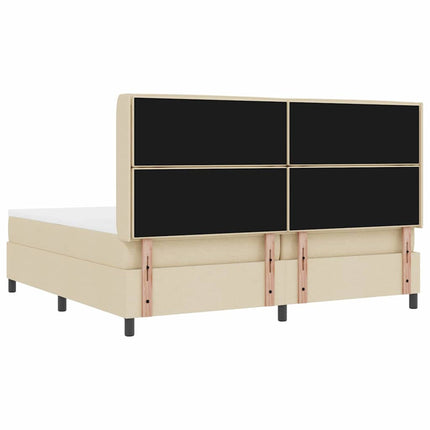 LED Box Spring Bed med madras Creme 200 x 200 cm Stof