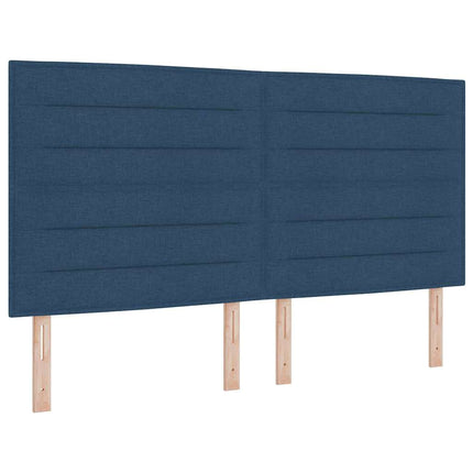 LED Box Spring Bed med madras Blå 200 x 200 cm Stof