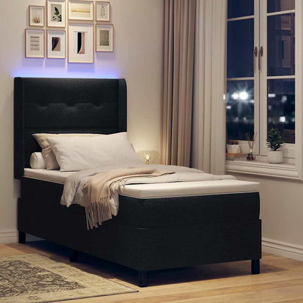 LED Box Spring Bed med hovedgærde Sort 80 x 200 cm Stof