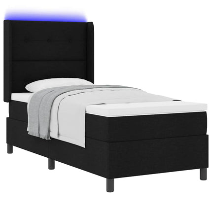 LED Box Spring Bed med hovedgærde Sort 80 x 200 cm Stof