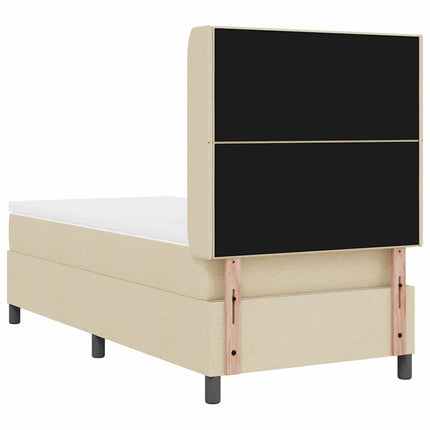 LED Box Spring Bed med hovedgærde Creme 80 x 200 cm Stof