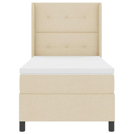 LED Box Spring Bed med hovedgærde Creme 90 x 190 cm Stof