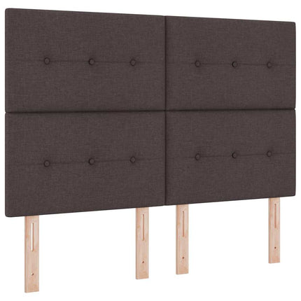 LED Box Spring Bed med hovedgærde Mørk Brun 140 x 200 cm Stof