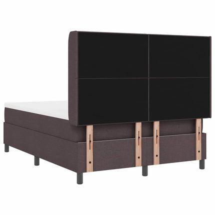 LED Box Spring Bed med hovedgærde Mørk Brun 140 x 200 cm Stof