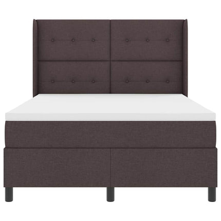 LED Box Spring Bed med hovedgærde Mørk Brun 140 x 200 cm Stof