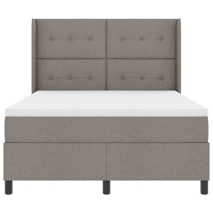LED Box Spring Bed med hovedgærde Gråbrun 140 x 200 cm Stof