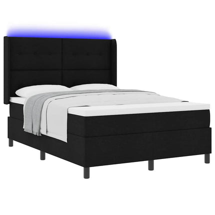 LED Box Spring Bed med hovedgærde Sort 160 x 200 cm Stof