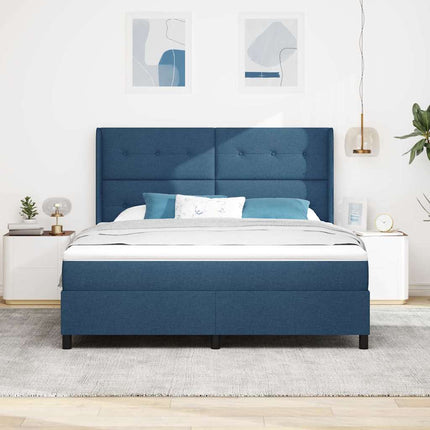 LED Box Spring Bed med hovedgærde Blå 180 x 200 cm Stof