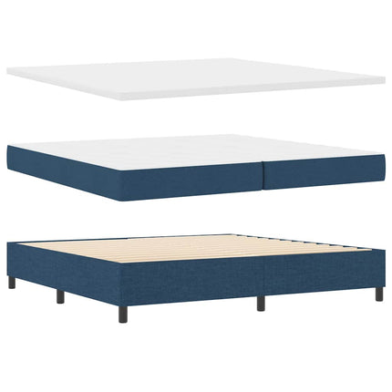 LED Box Spring Bed med hovedgærde Blå 200 x 200 cm Stof