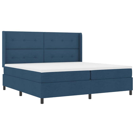 LED Box Spring Bed med hovedgærde Blå 200 x 200 cm Stof