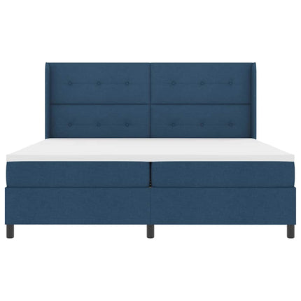 LED Box Spring Bed med hovedgærde Blå 200 x 200 cm Stof