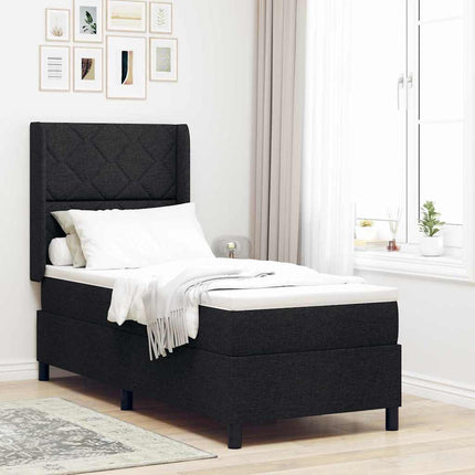 LED Box Spring Bed med hovedgærde Sort 80 x 200 cm Stof