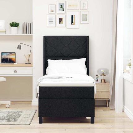 LED Box Spring Bed med hovedgærde Sort 80 x 200 cm Stof