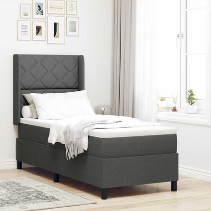 LED Box Spring Bed med hovedgærde Mørkegrå 90 x 190 cm Stof