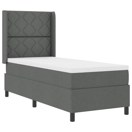 LED Box Spring Bed med hovedgærde Mørkegrå 90 x 190 cm Stof