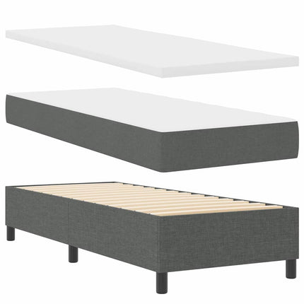 LED Box Spring Bed med hovedgærde Mørkegrå 90 x 190 cm Stof