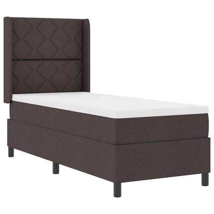 LED Box Spring Bed med hovedgærde Mørk Brun 90 x 190 cm Stof