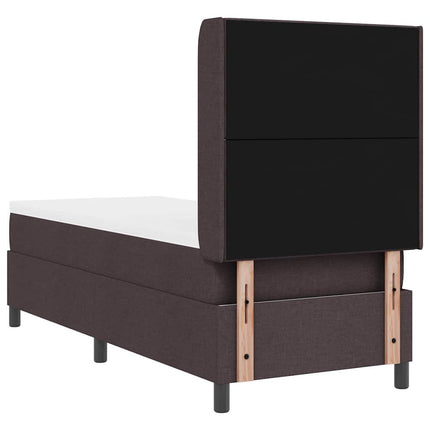 LED Box Spring Bed med hovedgærde Mørk Brun 90 x 190 cm Stof