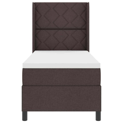LED Box Spring Bed med hovedgærde Mørk Brun 90 x 190 cm Stof
